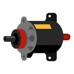 Stylized flat design of a black electric motor
