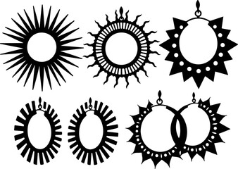 Fototapeta premium Tribal Hoop Earring Silhouettes vector graphics bundle