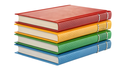 stack of colorful books isolated on transparent background 