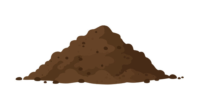 Pile of dirt on plain background, used for gardening, farming, or construction
