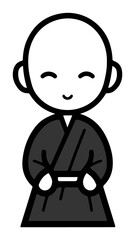 Monk png character line art, transparent background