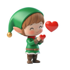 cute little kid wearing green elf Christmas costume.. Generative AI
