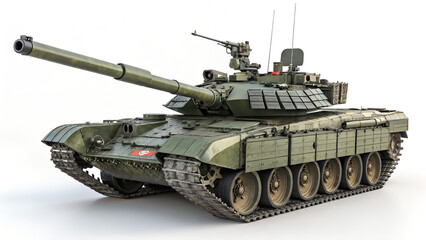 Military tank side view isolated on white
