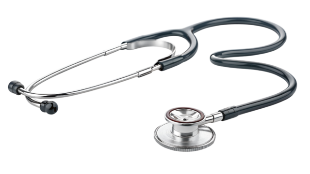 medical equipment , a black stethoscope isolated on transparent background