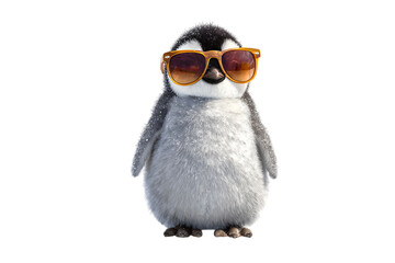 penguin in sunglasses with white isolated background