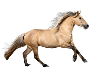 Naklejka premium Light brown horse stallion running, side profile isolated on transparent background