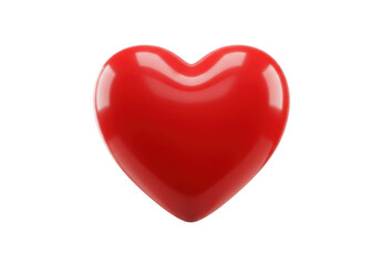 A single red heart shape isolated on a transparent background, symbolizing love and romance