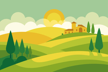 Obraz premium summer landscape with trees