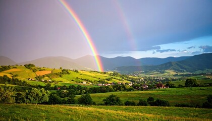 Rainbow over a valley