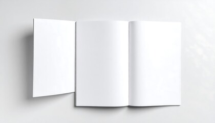 Blank book pages, open, on a table