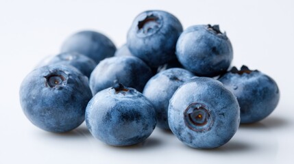 ripe blueberries on a white background