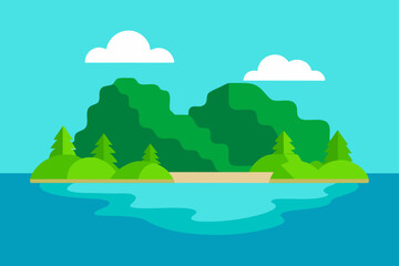 landscape with mountains and river