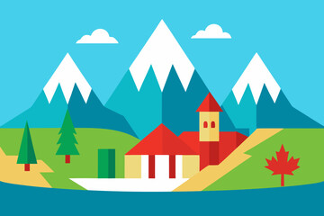 vector illustration of a village