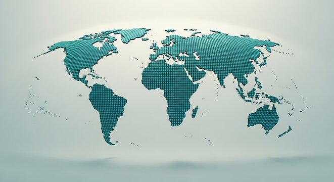 Abstract World Map Global Connectivity Digital Grid