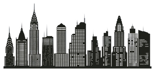 Naklejka premium PNG Buildings silhouette clip art architecture metropolis skyscraper.