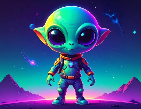 Cute alien in space suit