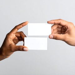 Obraz premium Blank business cards exchanged