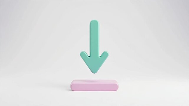 Animated 3D Teal Down Arrow Motion Graphic