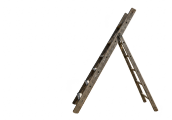 Old wooden ladder isolated on transparent background