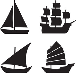 Traditional Sailing Vessel Silhouettes