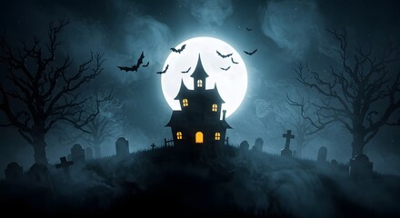 halloween background with haunted house