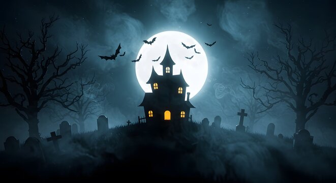 halloween background with haunted house
