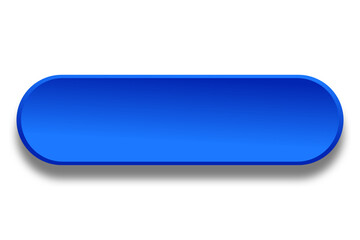 Blue Rounded Rectangle shape Button with Shadow on Transparent Background