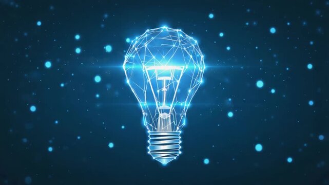 Digital light bulb glowing with innovation and bright ideas, sparking creativity