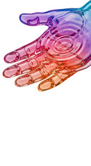 Water Hand with Ripples in Gradient Colors on Abstract Background