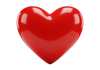 Glossy red heart symbol of love and romance isolated on transparent background