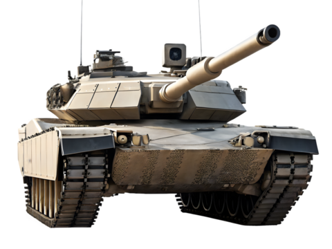 Modern military tank isolated on transparent background