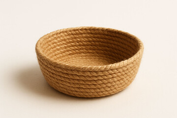 Simple woven bamboo bowl on a light background