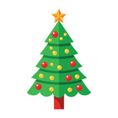 Festive Christmas Tree with Star and Ornaments Symbolizing Holiday Cheer and Celebration of the Yuletide Season