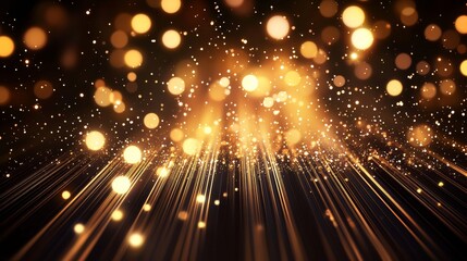 Warm Sunlight Bokeh Overlay with Shining Particles and Golden Rays for Beautiful Backgrounds