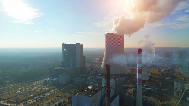 Thermal power station emitting pollution