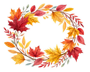 Autumn leaves in a decorative wreath
