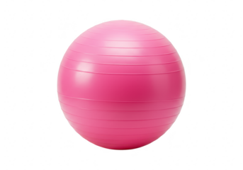 Pink exercise ball isolated on transparent background for fitness and workout routines