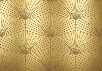 Golden Geometric Fan Pattern in Repetitive Design for Luxurious Decoration