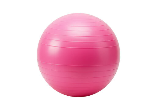 Pink exercise ball isolated on transparent background for fitness and workout routines - Powered by Adobe