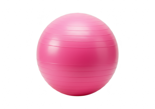 Pink exercise ball isolated on transparent background for fitness and workout routines
