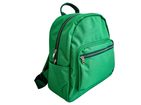 Colorful green backpack with multiple pockets