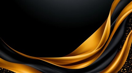 Elegant Abstract Gold and Black Background with Metallic Textures, Waves, and Artistic Flourishes