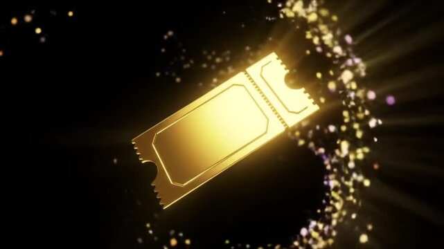 Golden ticket floating in bokeh effect