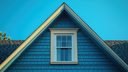 Triangular rooftop gable with a window