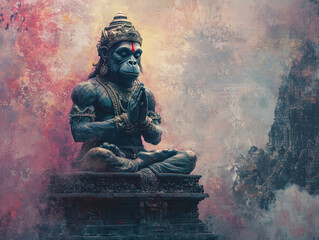 Fototapeta premium Monkey King. Hanuman and Sun Wukong. Poster