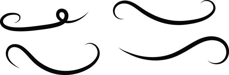 Swoosh and swoop underline. Handwritten underlining accent element. Highlighting a note. Hand drawn pen strokes. markers underscore and accent lines
