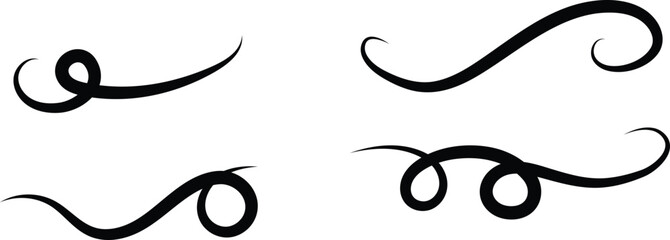 Swoosh and swoop underline. Handwritten underlining accent element. Highlighting a note. Hand drawn pen strokes. markers underscore and accent lines
