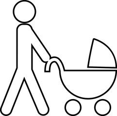 Parents and child family icon solid in line trendy style. Happy little family for insurance symbol with father and son sign. Design isolated on transparent background