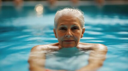An elderly woman enjoys a swim, defying age stereotypes about physical fitness and the importance of staying active.