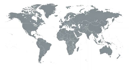 Fototapeta premium World Map with Country Borders Gray Illustration on White Background